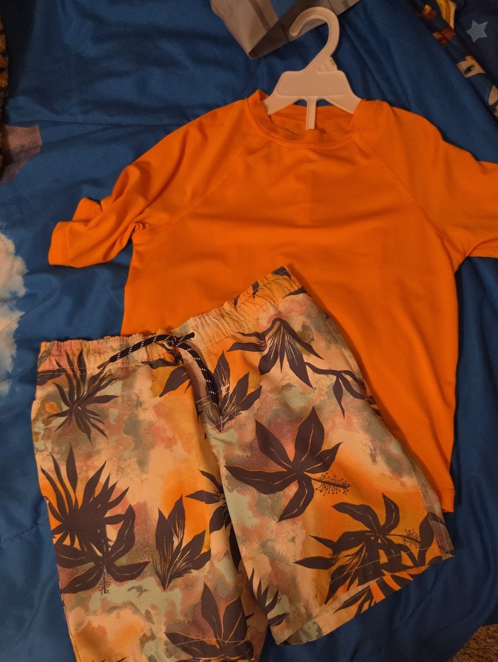 wonder nation Orange and Navy Tropical Swim Set